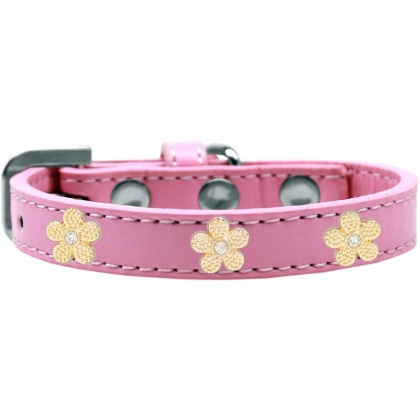 Gold Flower Widget Dog Collar Light Pink Size 10