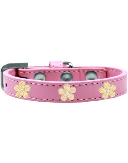 Gold Flower Widget Dog Collar Light Pink Size 10