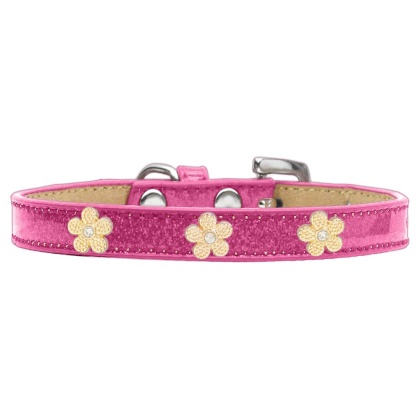 Gold Flower Widget Dog Collar Pink Ice Cream Size 10