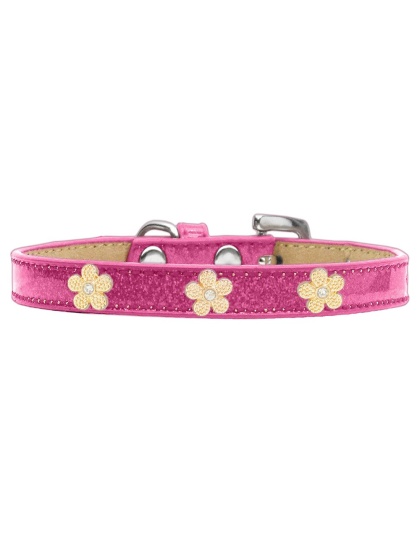 Gold Flower Widget Dog Collar Pink Ice Cream Size 10