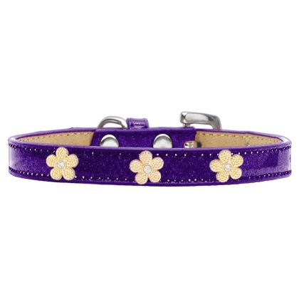 Gold Flower Widget Dog Collar Purple Ice Cream Size 10