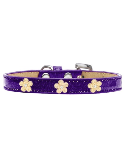 Gold Flower Widget Dog Collar Purple Ice Cream Size 10