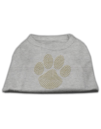 Gold Paw Rhinestud Shirt Grey L