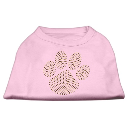 Gold Paw Rhinestud Shirt Light Pink L