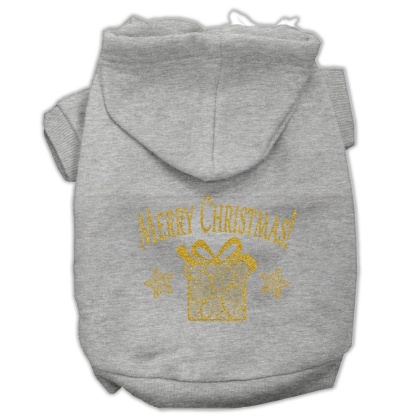 Golden Christmas Present Pet Hoodies Grey Size Lg