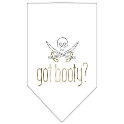 Got Booty Rhinestone Bandana White Large