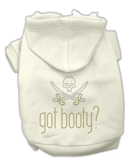 Got Booty Rhinestone Hoodies Cream L