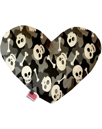 Gray Camo Skulls 6 Inch Canvas Heart Dog Toy