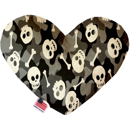 Gray Camo Skulls 6 Inch Heart Dog Toy