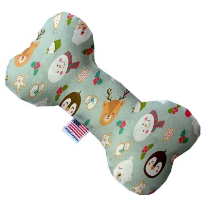 Gray Christmas Party 10 Inch Canvas Bone Dog Toy