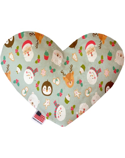 Gray Christmas Party 6 Inch Canvas Heart Dog Toy