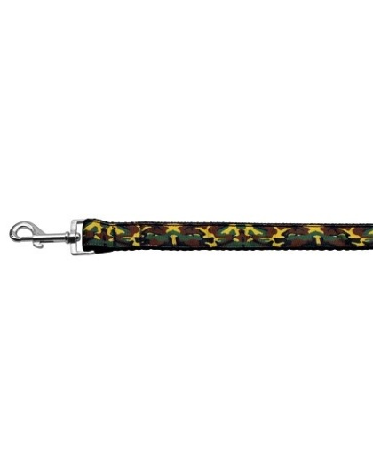 Green Camo Nylon Ribbon Dog Collars 1 wide 4ft Leash