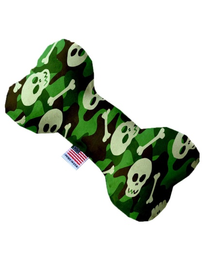 Green Camo Skulls 10 Inch Bone Dog Toy