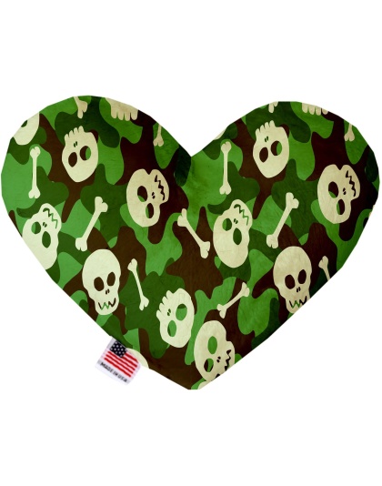 Green Camo Skulls 6 Inch Canvas Heart Dog Toy