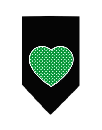 Green Swiss Dot Heart Screen Print Bandana Black Large