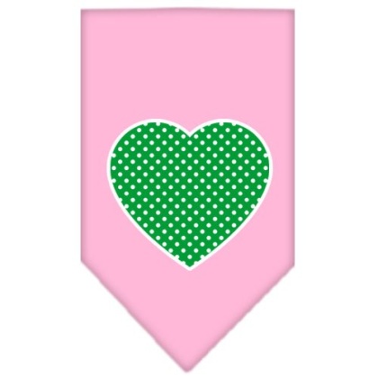 Green Swiss Dot Heart Screen Print Bandana Light Pink Large