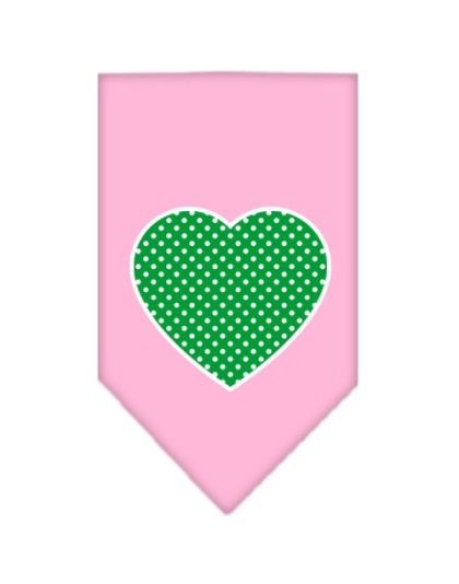 Green Swiss Dot Heart Screen Print Bandana Light Pink Large