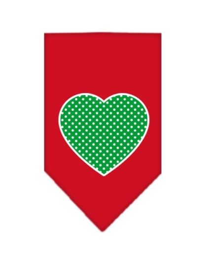 Green Swiss Dot Heart Screen Print Bandana Red Large