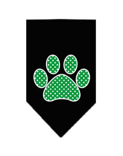 Green Swiss Dot Paw Screen Print Bandana Black Large