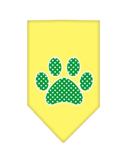 Green Swiss Dot Paw Screen Print Bandana Yellow Large