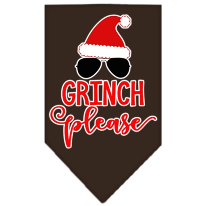 Grinch Please Screen Print Bandana Cocoa Large