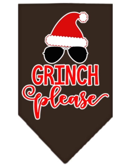 Grinch Please Screen Print Bandana Cocoa Large