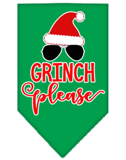 Grinch Please Screen Print Bandana Emerald Green Large