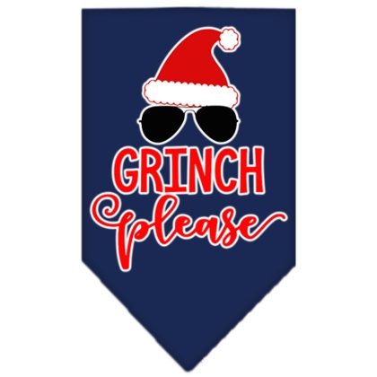 Grinch Please Screen Print Bandana Navy Blue large