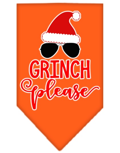 Grinch Please Screen Print Bandana Orange Large