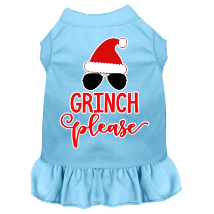 Grinch Please Screen Print Dog Dress Baby Blue 4X (22)