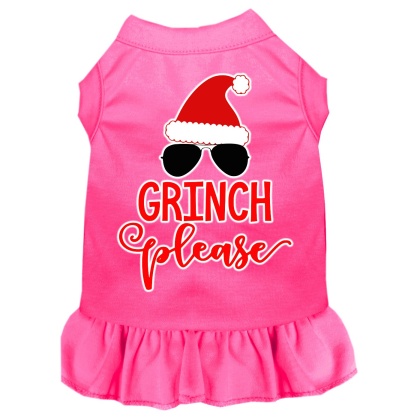 Grinch Please Screen Print Dog Dress Bright Pink 4X (22)