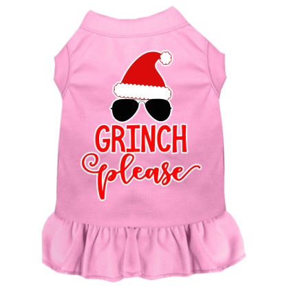 Grinch Please Screen Print Dog Dress Light Pink 4X (22)
