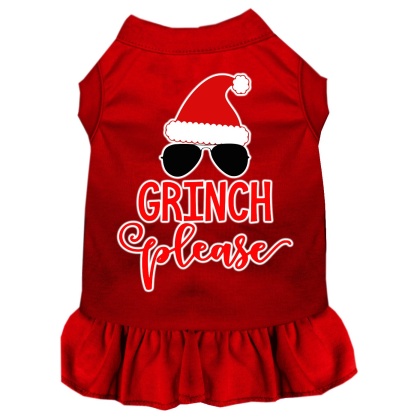 Grinch Please Screen Print Dog Dress Red 4X (22)