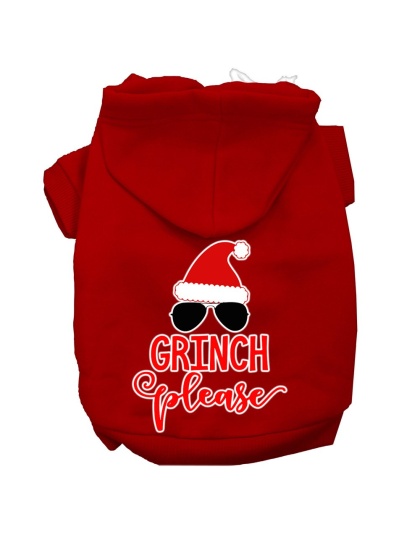 Grinch Please Screen Print Dog Hoodie Red L