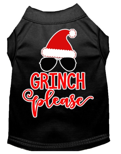 Grinch Please Screen Print Dog Shirt Black Lg