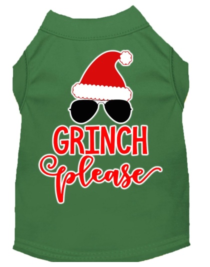 Grinch Please Screen Print Dog Shirt Green Lg