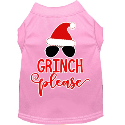 Grinch Please Screen Print Dog Shirt Light Pink Lg