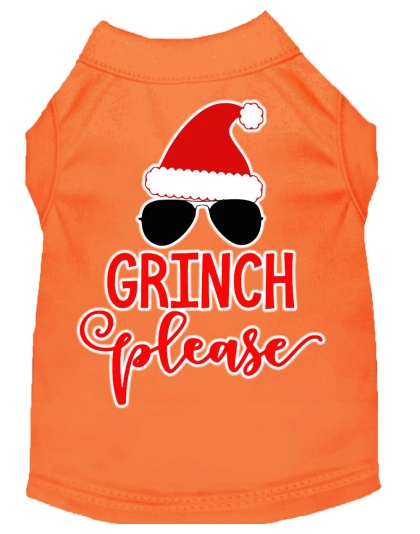 Grinch Please Screen Print Dog Shirt Orange Lg