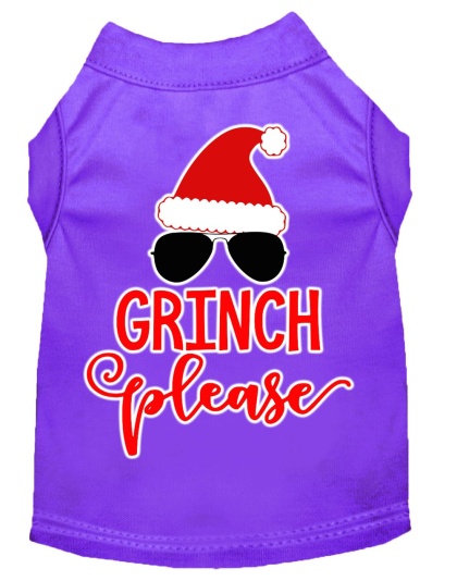 Grinch Please Screen Print Dog Shirt Purple Lg