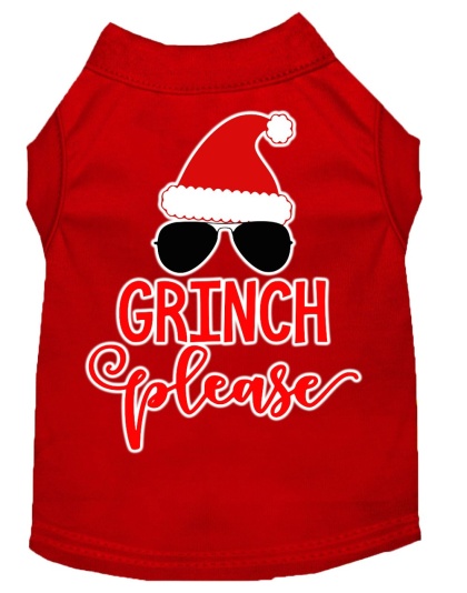 Grinch Please Screen Print Dog Shirt Red Lg