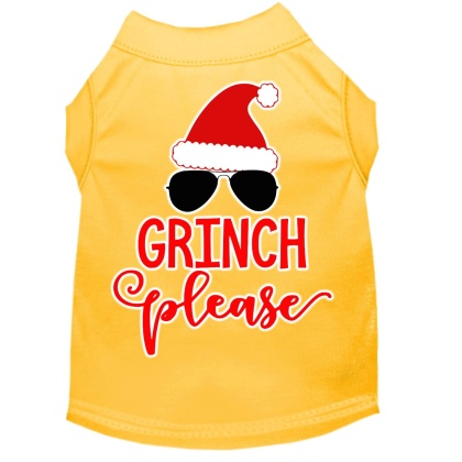 Grinch Please Screen Print Dog Shirt Yellow Lg