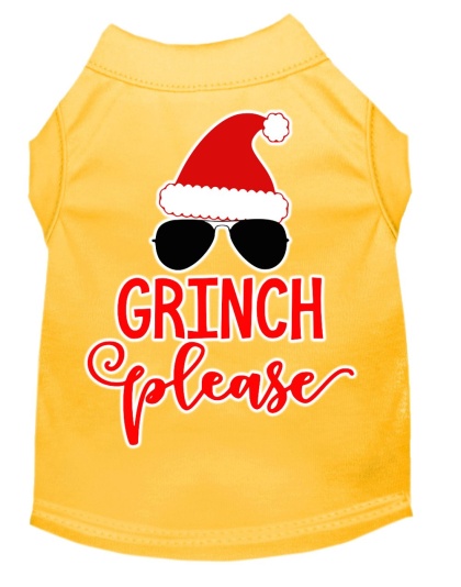 Grinch Please Screen Print Dog Shirt Yellow Lg