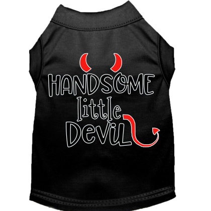 Handsome Little Devil Screen Print Dog Shirt Black Lg