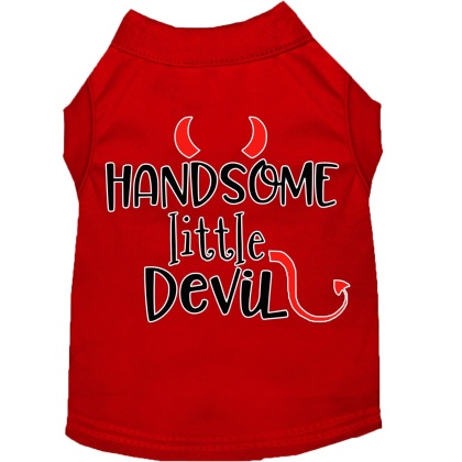 Handsome Little Devil Screen Print Dog Shirt Red Lg