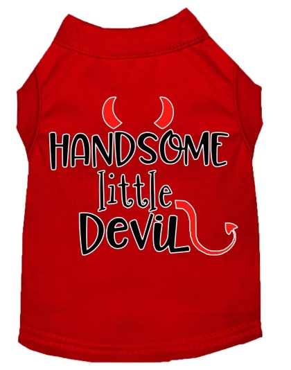 Handsome Little Devil Screen Print Dog Shirt Red Lg