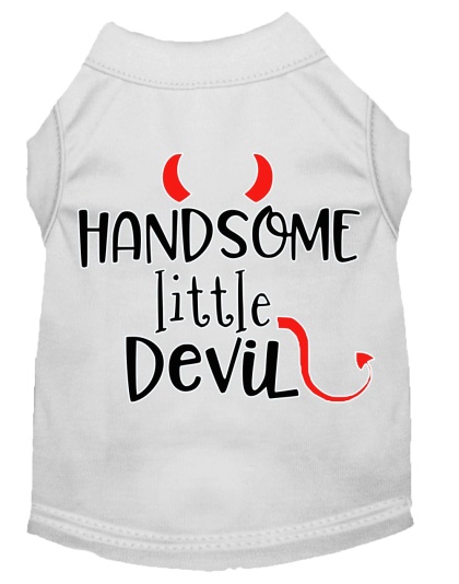 Handsome Little Devil Screen Print Dog Shirt White Lg