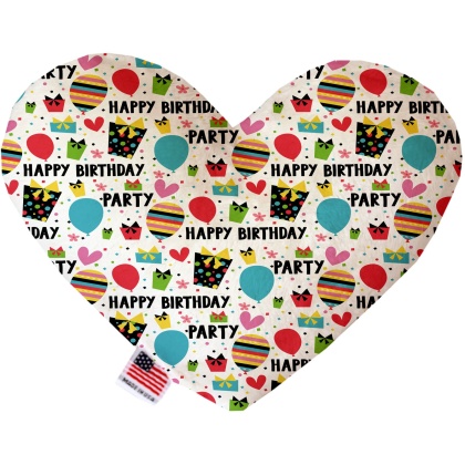 Happy Birthday 6 inch Canvas Heart Dog Toy