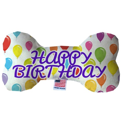 Happy Birthday Balloons 10 inch Fluffy Bone Dog Toy