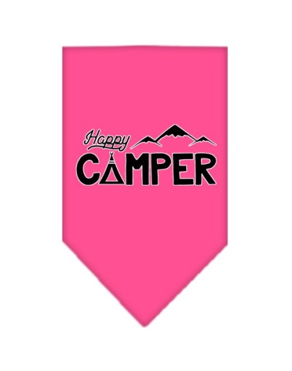 Happy Camper Screen Print Bandana Bright Pink Large