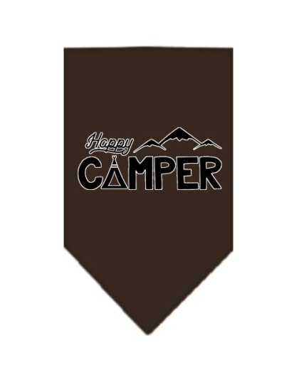 Happy Camper Screen Print Bandana Cocoa Large